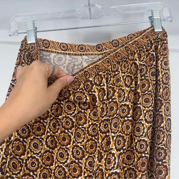 Spell & the Gypsy Sannah Brown Floral Jacquard Printed Wide Leg Light Pants S - Picture 6 of 8